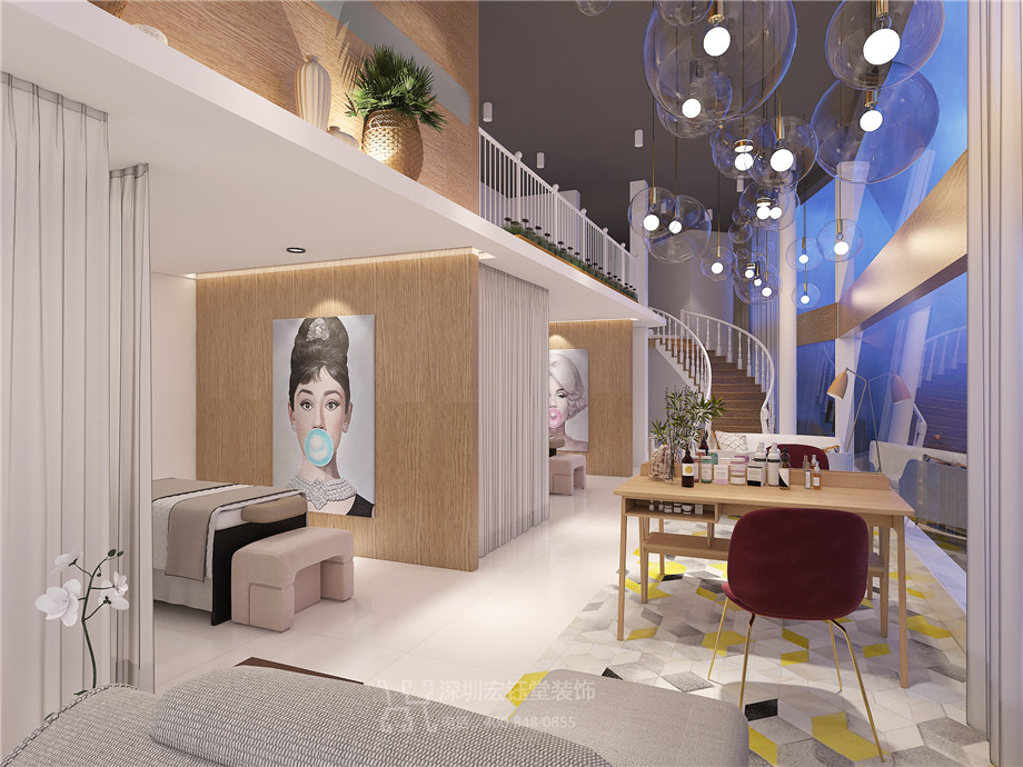 美妍工坊紫荊山店設(shè)計(jì)施工-鄭州美容店面裝修效果圖-宏鈺堂裝飾案例 美妍工坊紫荊山店設(shè)計(jì)施工-鄭州美容店面裝修效果圖-宏鈺堂裝飾案例