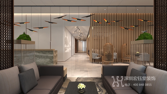 鄭州康橋地產一號院現代中式售樓部裝修設計方案