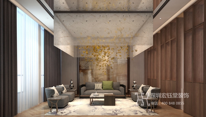 鄭州康橋地產一號院現代中式售樓部VIP簽約室裝修設計效果圖