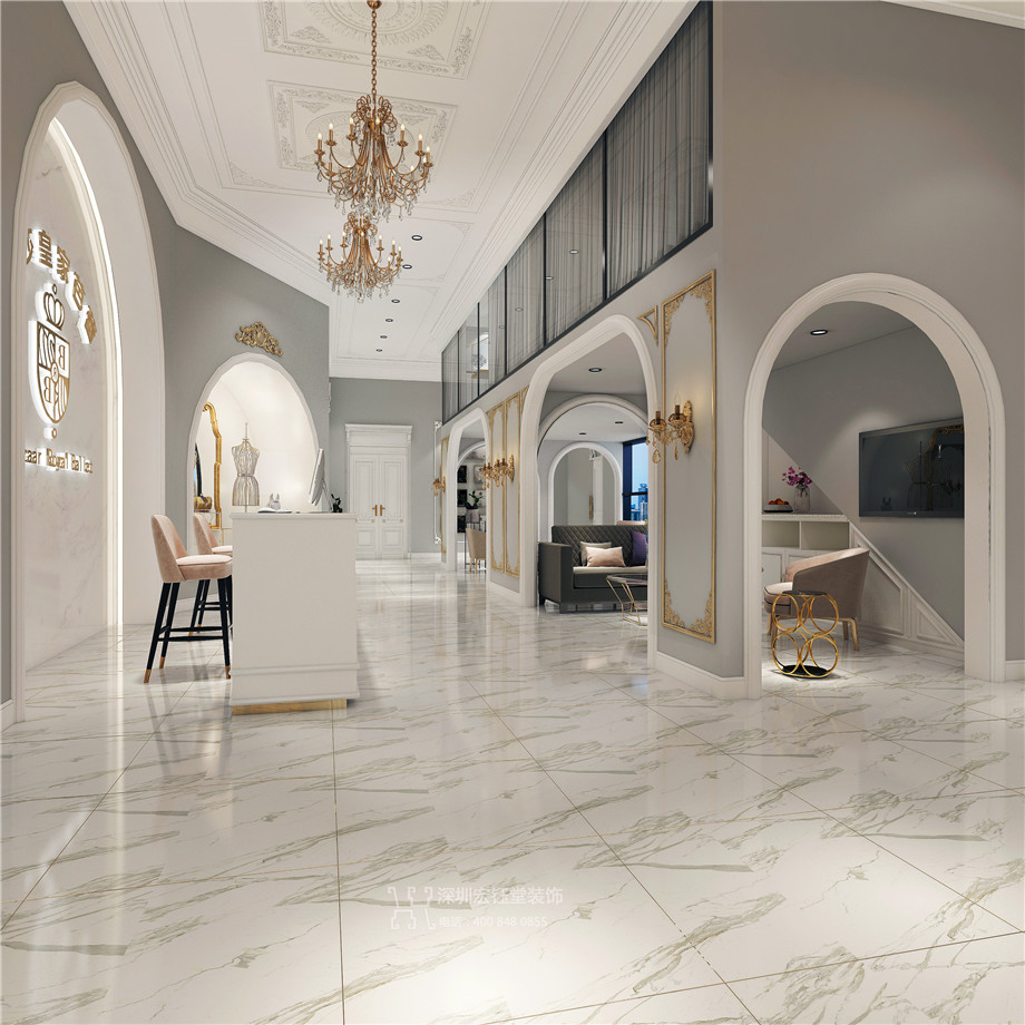 芭莎皇家芭蕾舞蹈培訓(xùn)學(xué)校設(shè)計方案-前廳效果圖-鄭州舞蹈培訓(xùn)設(shè)計案例