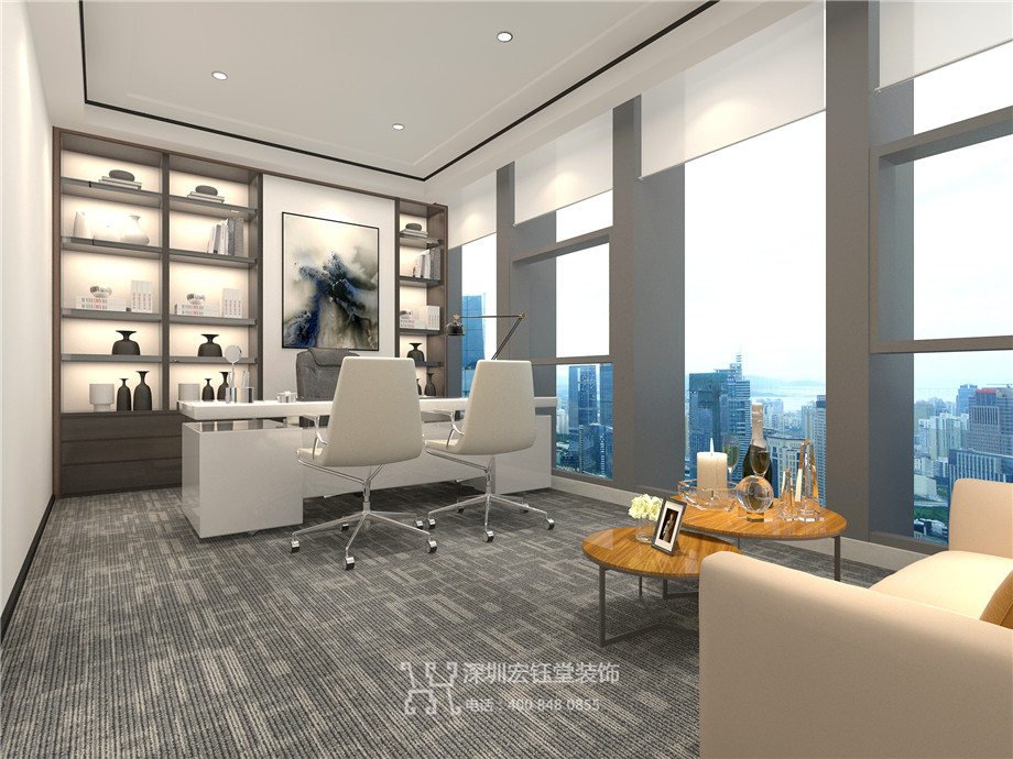 鄭州辦公室裝修設(shè)計(jì)案例-恒天明澤公司總經(jīng)理辦公室效果圖