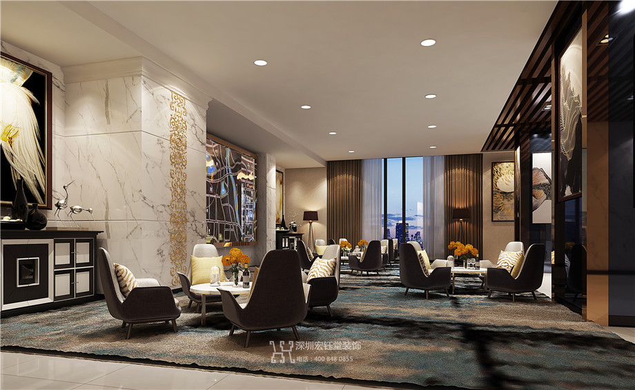 鄭州九龍國際售樓部裝修設(shè)計(jì)案例-宏鈺堂裝飾作品