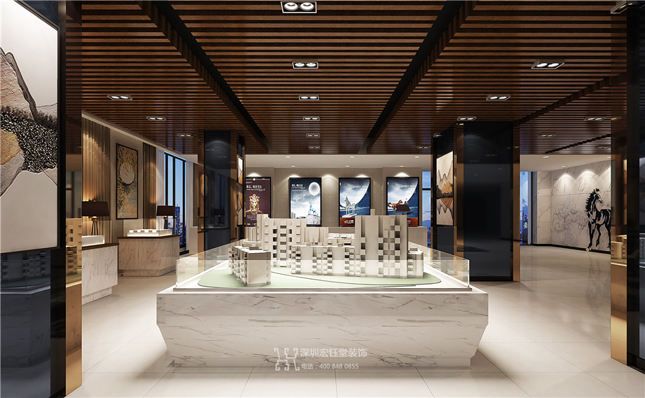 鄭州九龍國際售樓部沙盤展示區(qū)裝修設(shè)計(jì)方案