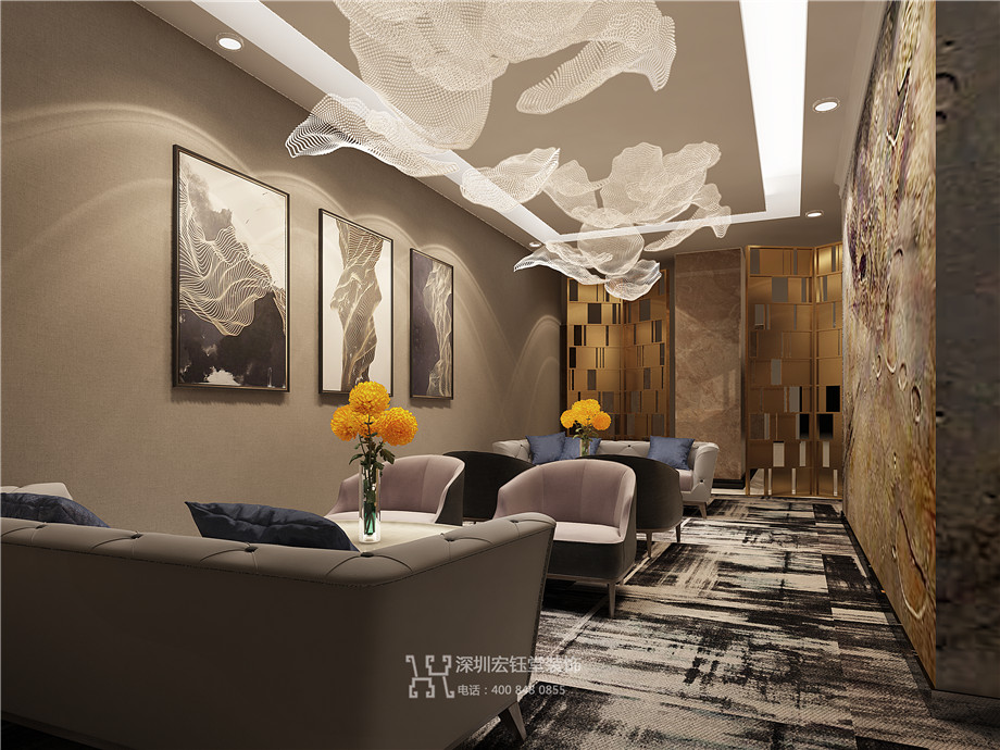鄭州九龍國際售樓部VIP接待區(qū)裝修設(shè)計(jì)方案