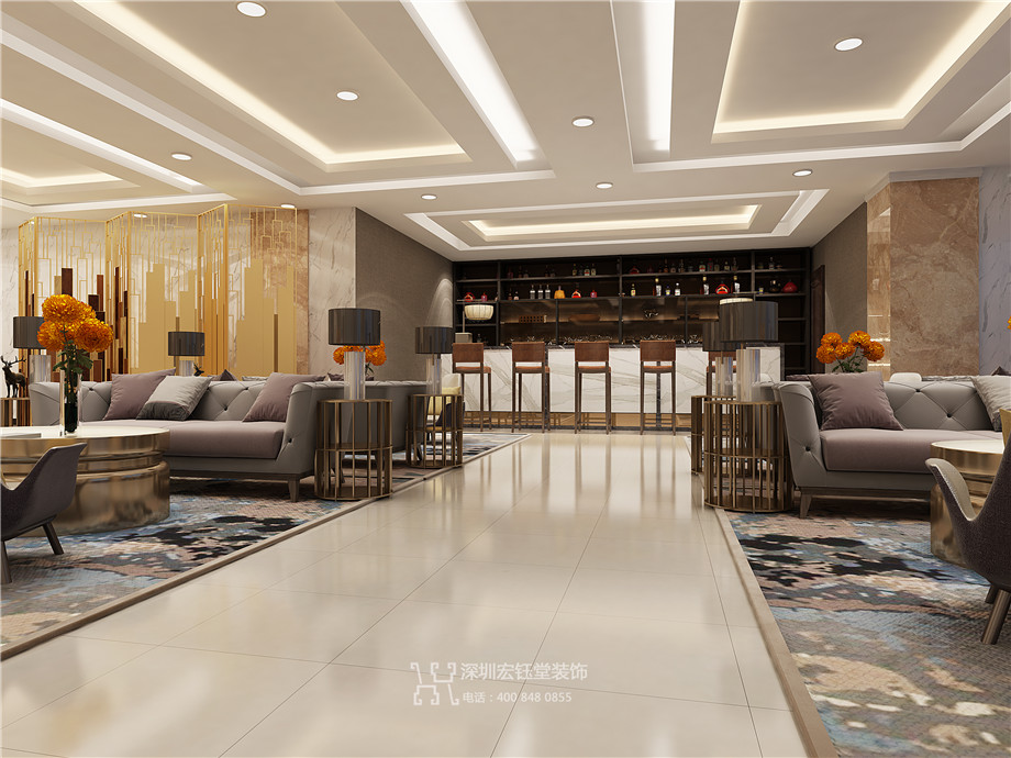 鄭州九龍國際售樓部水吧臺(tái)區(qū)裝修設(shè)計(jì)效果圖
