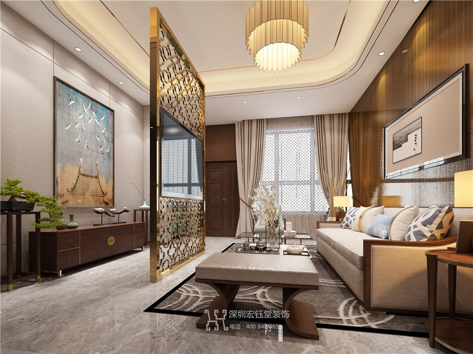 濮陽江南里現(xiàn)代中式別墅樣板間客廳裝修設計效果圖 濮陽江南里現(xiàn)代中式別墅樣板間客廳裝修設計效果圖