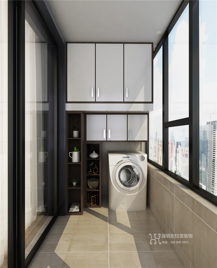 鄭州九龍國(guó)際樣板間裝修效果圖-88平B1戶型-陽臺(tái)效果圖