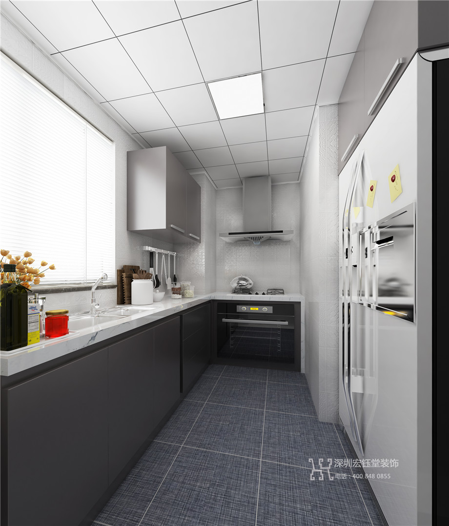 鄭州九龍國(guó)際簡(jiǎn)約樣板間裝修案例-87平B4戶型-廚房裝修效果