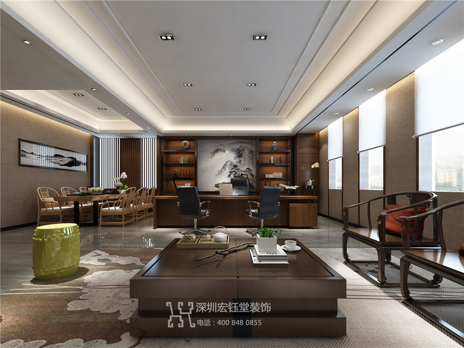 河南鼎力電力公司新中式中式辦公室裝修設(shè)計案例 河南鼎力電力公司新中式中式辦公室裝修設(shè)計案例