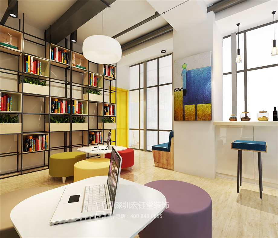 鄭州俐文教育培訓機構閱讀區(qū)裝修設計效果圖