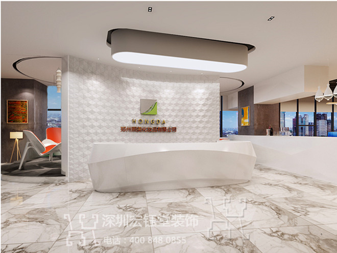 鄭州宏之達(dá)化妝品高端時(shí)尚辦公裝修案例-前臺形象墻設(shè)計(jì)效果圖 鄭州宏之達(dá)化妝品高端時(shí)尚辦公裝修案例-前臺形象墻設(shè)計(jì)效果圖