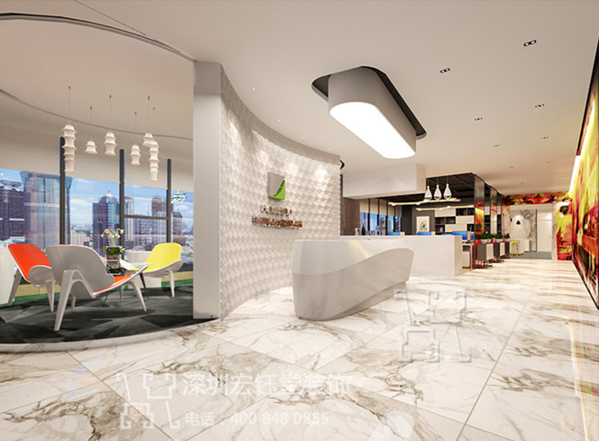 鄭州宏之達(dá)化妝品高端時(shí)尚辦公裝修案例-前臺接待設(shè)計(jì)效果圖 鄭州宏之達(dá)化妝品高端時(shí)尚辦公裝修案例-前臺接待設(shè)計(jì)效果圖