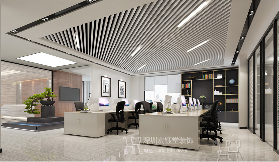 鄭州喜來樂醫(yī)療科技產(chǎn)業(yè)集團(tuán)辦公樓裝修設(shè)計(jì)案例-敞開辦公區(qū)效果圖