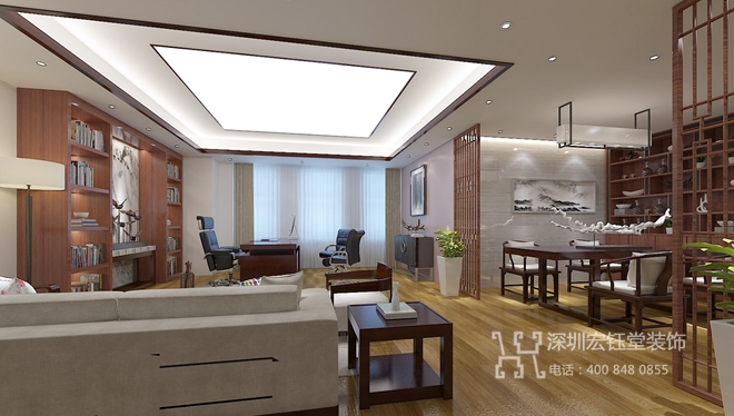 鄭州新中式董事長辦公室裝修設計方案