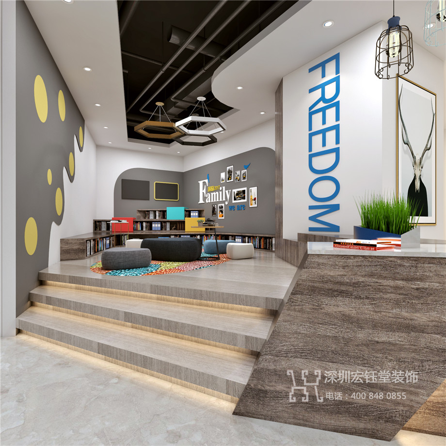 鄭州時尚前衛(wèi)的孚瑞德姆教育培訓機構裝修設計方案