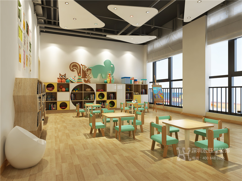鄭州兒童培訓(xùn)中心裝修設(shè)計方案-北藝創(chuàng)想培訓(xùn)教室效果圖