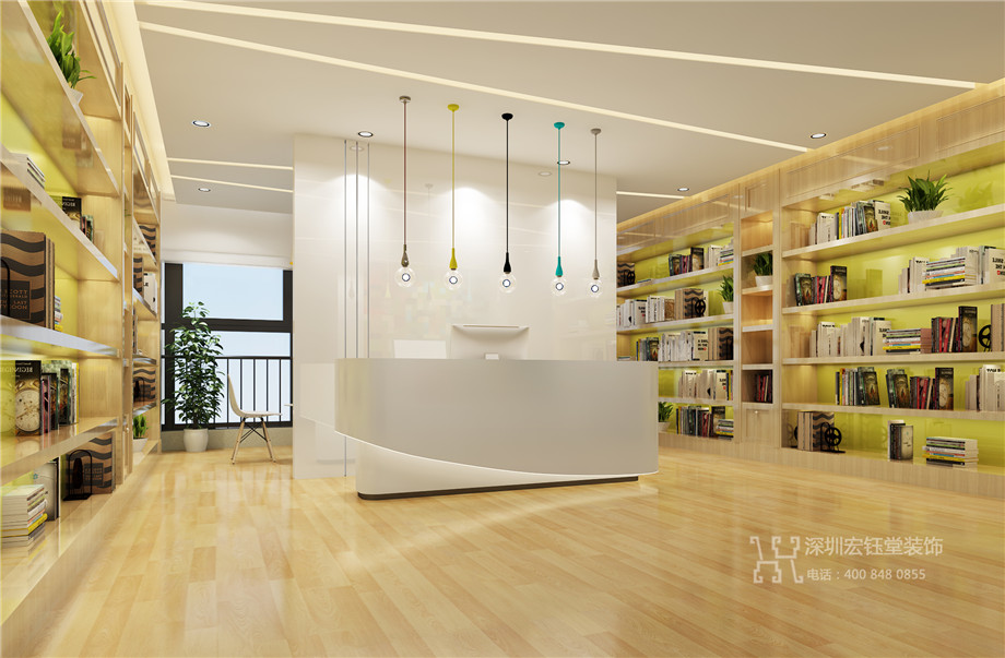 鄭州兒童培訓(xùn)中心裝修設(shè)計方案-北藝創(chuàng)想前臺效果圖