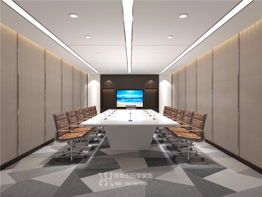 鄭州市市場發(fā)展投資有限公司整層辦公室裝修案例-中型會(huì)議室布置效果圖 鄭州市市場發(fā)展投資有限公司整層辦公室裝修案例-中型會(huì)議室布置效果圖