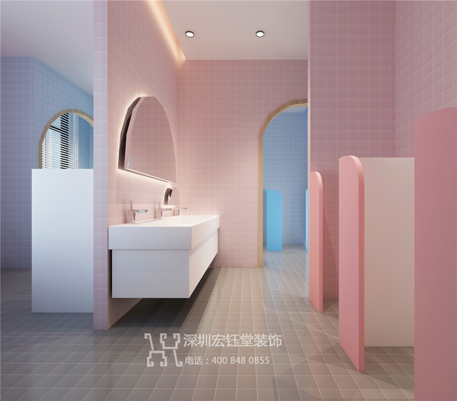 鄭州藍(lán)亭貝樹(shù)幼兒園裝修設(shè)計(jì)效果圖-女衛(wèi)生間設(shè)計(jì)方案 鄭州藍(lán)亭貝樹(shù)幼兒園裝修設(shè)計(jì)效果圖-女衛(wèi)生間設(shè)計(jì)方案