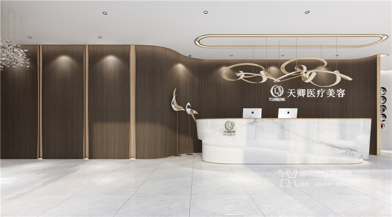 鄭州天卿醫(yī)療美容機構(gòu)吧臺背景墻裝修設(shè)計方案效果圖