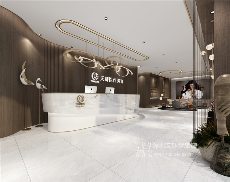 鄭州天卿醫(yī)療美容會所接待大廳裝修設(shè)計方案效果圖