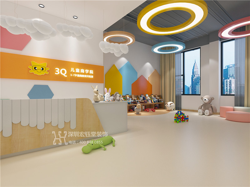 鄭州3Q兒童商學(xué)院培訓(xùn)機(jī)構(gòu)接待大廳裝修設(shè)計(jì)效果圖 鄭州3Q兒童商學(xué)院培訓(xùn)機(jī)構(gòu)接待大廳裝修設(shè)計(jì)效果圖