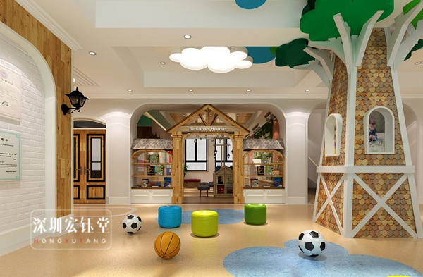 自然樹蒙特梭利幼兒園大廳裝修設(shè)計(jì)方案
