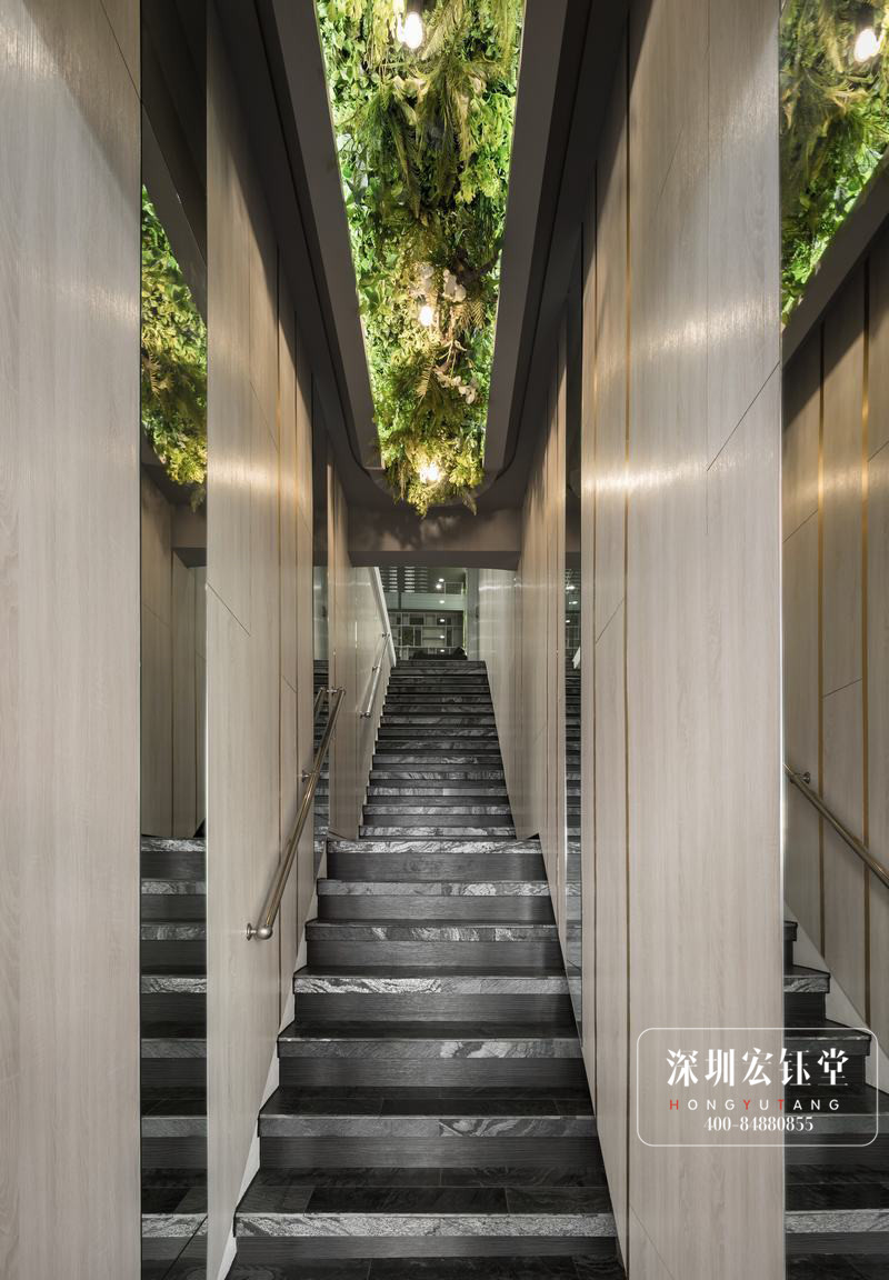 都市花園主題美發(fā)沙龍會(huì)所樓梯裝修設(shè)計(jì)圖