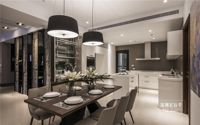 鄭州280平現(xiàn)代禪意萬公館別墅餐廳裝修設(shè)計(jì)圖