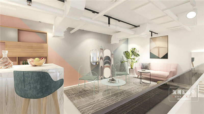 鄭州ONE+室內(nèi)蹦極館休閑區(qū)裝修設計圖