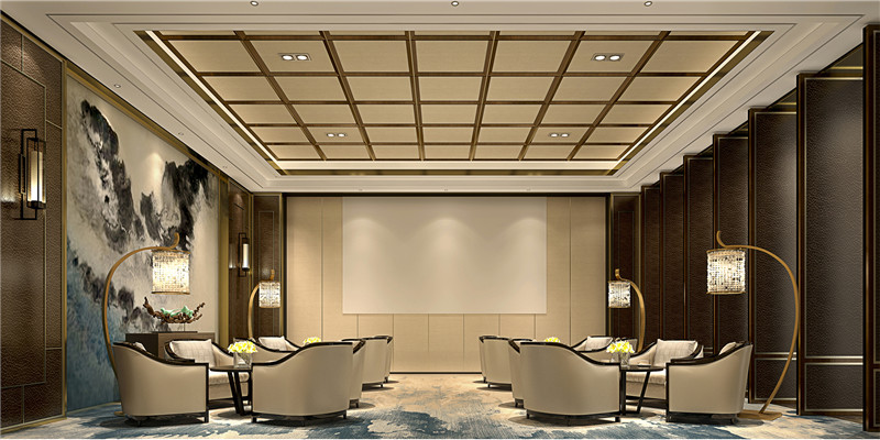 鄭州中式奢華辦公室洽談區(qū)裝修效果圖-宏鈺堂裝飾