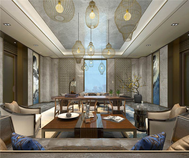 鄭州中式奢華辦公室會客室裝修效果圖-宏鈺堂裝飾