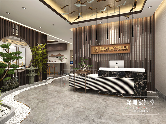 鄭州華融地產(chǎn)新中式辦公室前臺(tái)裝修設(shè)計(jì)效果圖 鄭州華融地產(chǎn)新中式辦公室前臺(tái)裝修設(shè)計(jì)效果圖