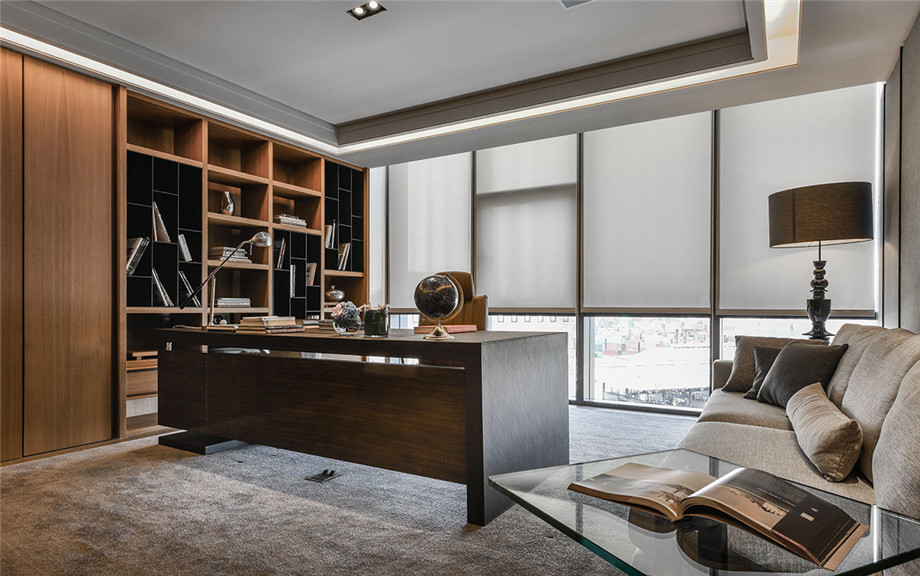實(shí)業(yè)集團(tuán)總部董事長(zhǎng)辦公室裝修設(shè)計(jì)實(shí)景圖
