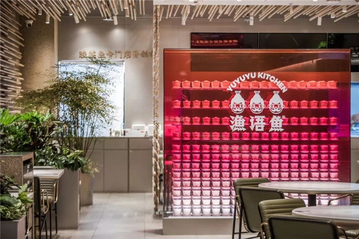 以竹為主題的漁語魚酸菜魚餐飲店面裝修設計方案