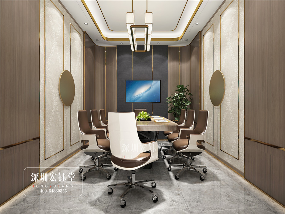 鄭州華融金融中心中式辦公室會議室裝修設(shè)計效果圖
