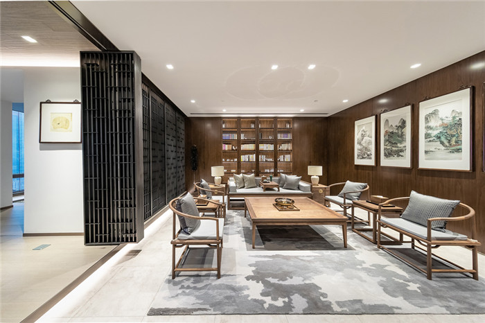中建八局9000平高端中式總部辦公室茶室裝修設(shè)計(jì)案例
