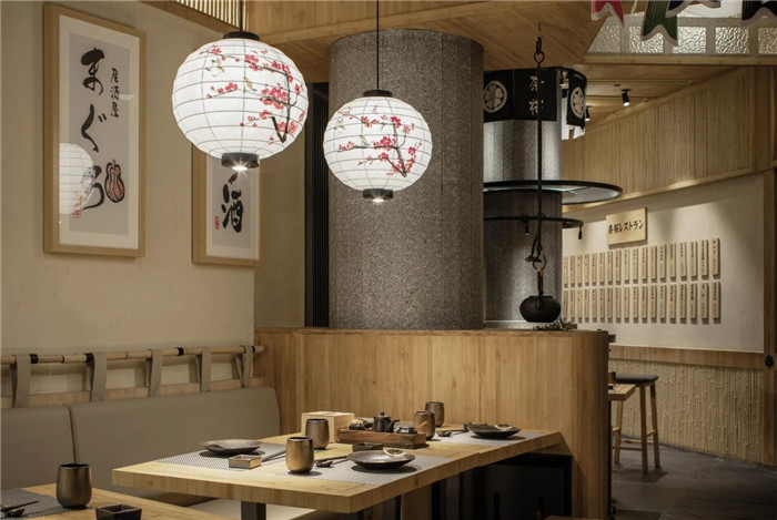 用餐區(qū)設(shè)計-鄭州餐飲裝修公司分享70平日料店創(chuàng)意裝修設(shè)計方案