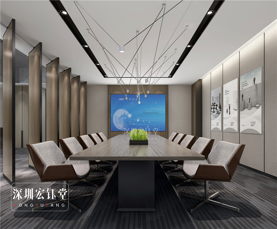 鄭州中式辦公室前臺(tái)裝修效果圖-河南融眾辦公樓裝修案例